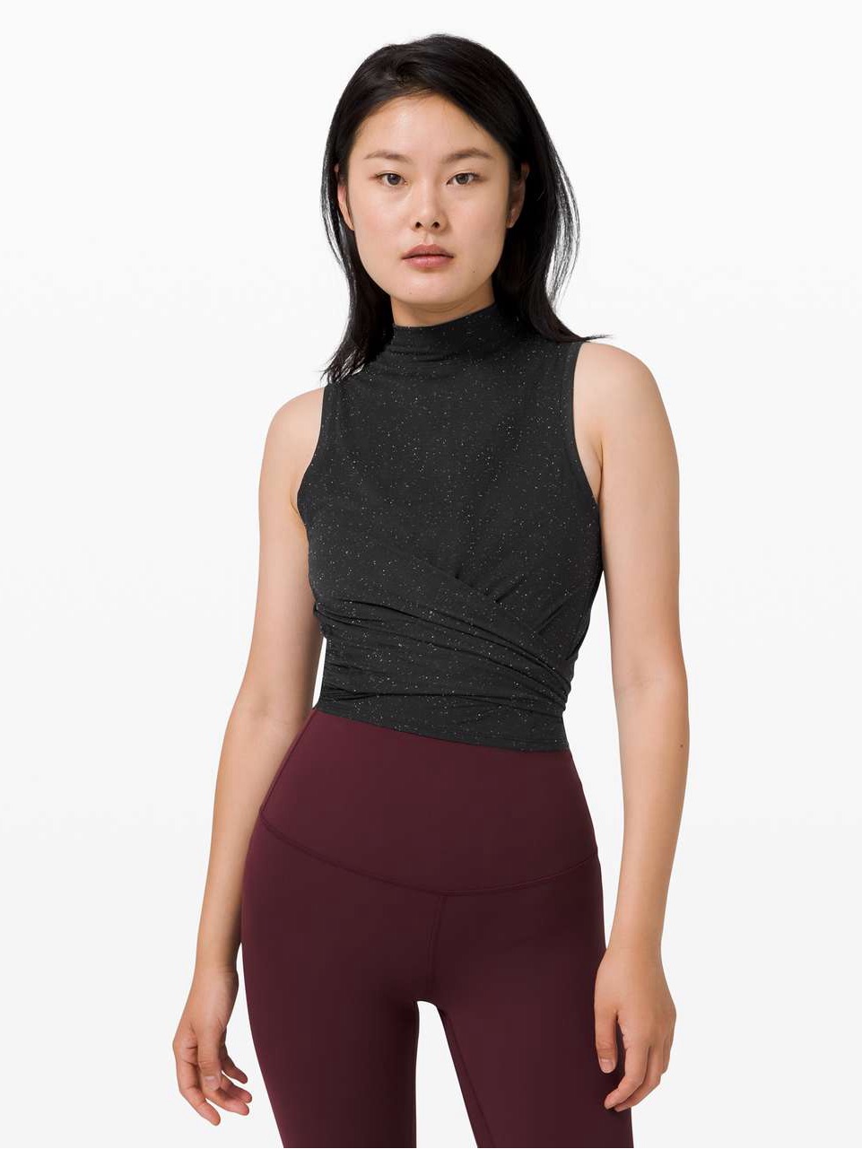Lululemon Athletica Black Speckled Mock Neck Tank